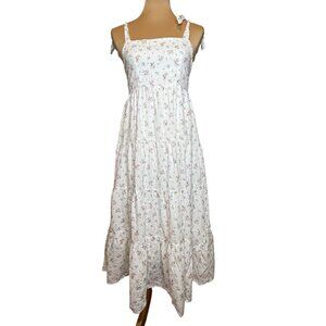 Storia Cotton Floral Midi‎ Dress With Tie Straps